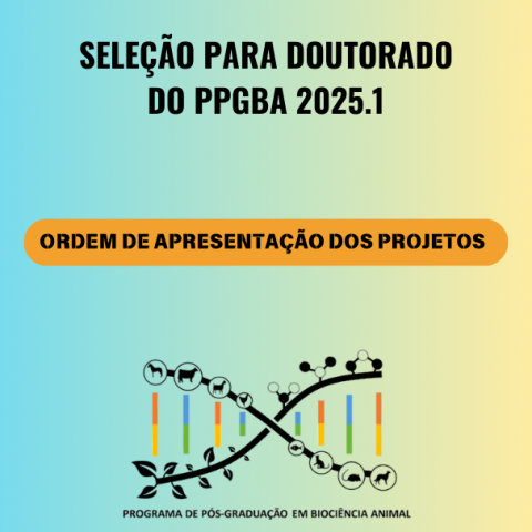 Ordem de apresentação dos projetos para seleção de Doutorado do programa de Pós-Graduação em Biociência Animal (PPGBA 2025.1)