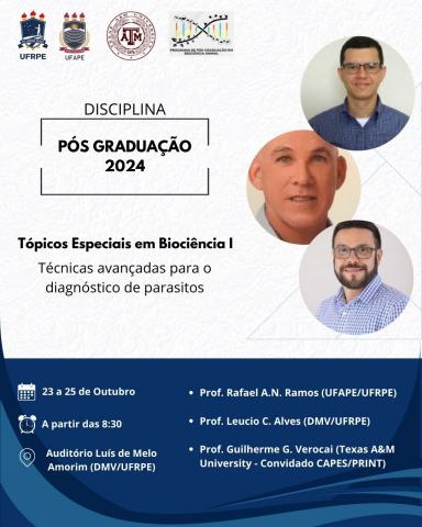 Disciplina Pós-Graduação 2024 - Tópicos Especiais em Biociência I: Técnicas avançadas para o diagnóstico de parasitos