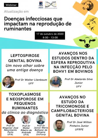 Atualização em Doenças Infecciosas que impactam na reprodução de ruminantes dia 17 de Outubro de 2020. Atualização em Doenças Infecciosas que impactam na reprodução de ruminantes dia 17 de Outubro de 2020.